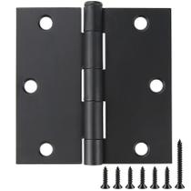 Dobradiças de porta JIW Matte Black 8,9 cm x 8,9 cm, cantos quadrados, pacote com 12 Dobradiças de porta JIW Matte Black 8,9 cm x 8,9 cm, cantos quadrados, pacote com 12