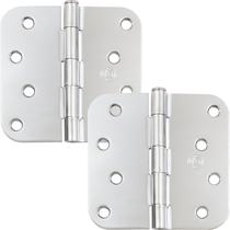 Dobradiças de porta Stone Harbor Hardware 4" 5/8" Radius Chrome, pacote com 2 Dobradiças de porta Stone Harbor Hardware 4" 5/8" Radius Chrome, pacote com 2