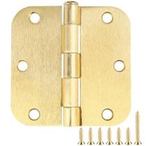 Dobradiças de porta TDCHINGES 3,5 polegadas em ouro acetinado, pacote com 6 parafusos