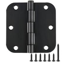 Dobradiças de porta TDCHINGES arredondadas 8,9 x 8,9 cm, preto fosco, pacote com 6