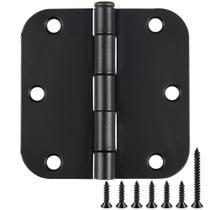 Dobradiças de porta TDCHINGES, arredondadas, preto fosco, pacote 108, 9 cm