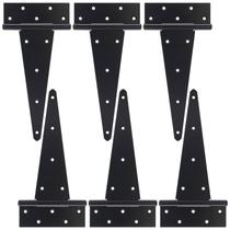 Dobradiças Gate BOODVON T-Strap, 30 cm, ferro forjado preto, pacote com 6