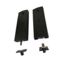 Dobradiças + pivôs tipo jumbo para porta pivotante de vidro temperado blindex - Preto (zamak)