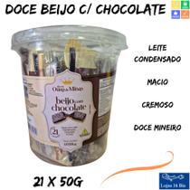 Doce Beijo Com Chocolate Ouro De Minas Leite Condensado + Chocolate + Coco Pote 21 Unidades de 50g