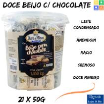 Doce Beijo Com Chocolate Ouro De Minas Leite Condensado + Chocolate + Coco Pote 21 Unidades de 50g