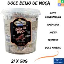 Doce Beijo de Moça Ouro de Minas Doce de Caramelo com Coco Pote c/ 21 Unidades