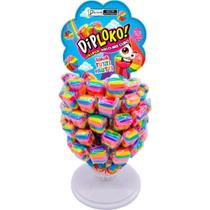 Doce DIP Loko Lollipop ARCO-ÍRIS Sabor TUTTI-FRUTTI Display com 60 Unidades Doce DIP Loko Lollipop ARCO-ÍRIS Sabor TUTTI-FRUTTI Display com 60 Unidades
