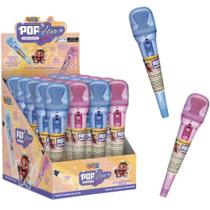Doce POP Fone Pirulito com Microfone e LUZ Sabor Morango Display com 20 Unidades