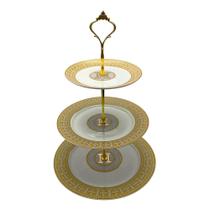 Doceira Mesa Posta Bandeja em Porcelana Branca com Dourado 37x26cm Ideal para Eventos e Festas Doceira Mesa Posta Bandeja em Porcelana Branca com Dourado 37x26cm Ideal para Eventos e Festas