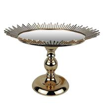 Doceira Redonda em Metal Dourado com base espelhada Gold - Doceira de Luxo com Detalhes em Ouro - Clássica em Design Tradicional!