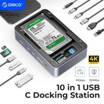 Dock Station 10 em 1 para SSD M.2 NVMe HD 3,5 HDMI 4K 60Hz, PD100W, Eternet Dock Station 10 em 1 para SSD M.2 NVMe HD 3,5 HDMI 4K 60Hz, PD100W, Eternet
