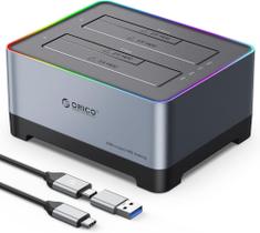 Dock Station Duplo HDD/SSD SATA 2.5" e 3.5" RGB Orico - Função Clone Offline