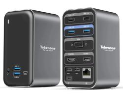 Dock Station HUB Dual Monitor 13 em 2 USB-C MacBook Pro/Air - TOBENONE
