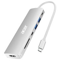 Dock USB C Acer 7 em 1 com HDMI 4K, 2 USB 3.1, PD 100W prateado
