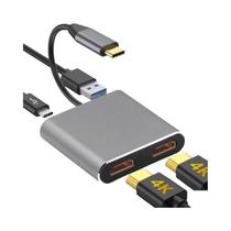 Dock USB C Thunderbolt3 4K UHD Com Duplo HDMI E Hub USB 3.0 Tipo C Para Carregamento Rápido Para