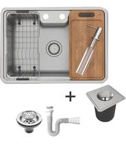 Docol Massima 1611616 Cuba de Cozinha Sobrepor Embutir 64x44 Com Acessórios e Lixeira Aço Inox