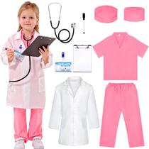 Doctor Costume Liberry para crianças com estetoscópio de 3 a 6 anos Doctor Costume Liberry para crianças com estetoscópio de 3 a 6 anos