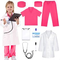 Doctor Costume Liberry para crianças com estetoscópio de 3 a 6 anos Doctor Costume Liberry para crianças com estetoscópio de 3 a 6 anos