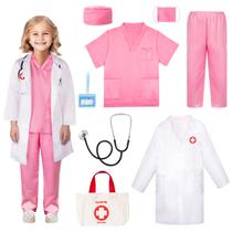 Doctor Costume Meland para meninas com jaleco e bolsa de transporte 5-6Y