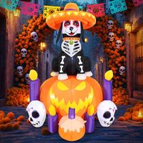Dog Catrina Day of Dead inflável de 1,8 m da DomKom com LEDs