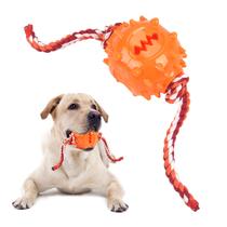 Dog Chew Toy Ball TPR Treat Dispensing Tug Toy Laranja/Vermelho Dog Chew Toy Ball TPR Treat Dispensing Tug Toy Laranja/Vermelho