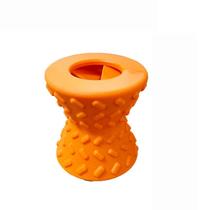 Dog Chew Toy Treat Dispensing Dumbbell Orange Rubber Dog Chew Toy Treat Dispensing Dumbbell Orange Rubber