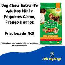 Dog chow extralife adultos mini e pequenos carne, frango e arroz granel 1kg