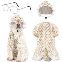 Dog Costume Jiytivity 3XL Floral Dress Hat, óculos de sol Dog Costume Jiytivity 3XL Floral Dress Hat, óculos de sol
