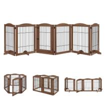 Dog Gate e Pet Playpen unipaws 132 Extra Wide Walnut Dog Gate e Pet Playpen unipaws 132 Extra Wide Walnut