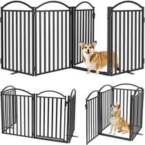 Dog Gate Malier Metal independente com porta de 81 cm H 4 painéis Dog Gate Malier Metal independente com porta de 81 cm H 4 painéis