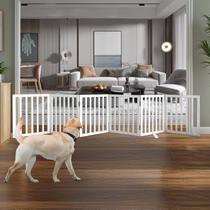Dog Gate ZJSF de madeira dobrável independente com 6 painéis de 61 cm de altura Dog Gate ZJSF de madeira dobrável independente com 6 painéis de 61 cm de altura