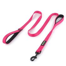 Dog Leash Plutus Pet, alça dupla, 1,8 m, rosa reflexivo