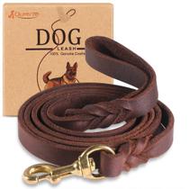Dog Leash QUMY Leather 1,2 m de treinamento pesado para cães