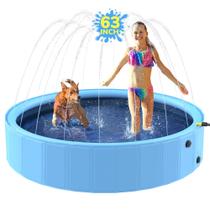 Dog Pool Bilibara dobrável de 160 cm com aspersor para crianças e cães Dog Pool Bilibara dobrável de 160 cm com aspersor para crianças e cães