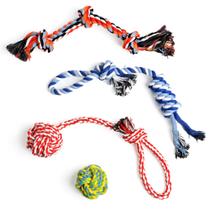 Dog Rope Toy, pacote com 4, dentição de duas orelhas, raça pequena e média Dog Rope Toy, pacote com 4, dentição de duas orelhas, raça pequena e média