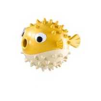 Dog Squeaky Chew Toy Treat Ball Puffer Yellow TPR Dog Squeaky Chew Toy Treat Ball Puffer Yellow TPR