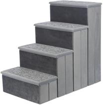 Dog Stairs TRIXIE Velour 4 Step para camas e sofás cinza