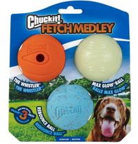 Dog Toys Chuckit Fetch Medley Dog Ball, pacote médio com 3 Dog Toys Chuckit Fetch Medley Dog Ball, pacote médio com 3