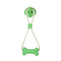 Dog Tug Toy Suction Cup Rope Chew Bone Interactive Green Dog Tug Toy Suction Cup Rope Chew Bone Interactive Green