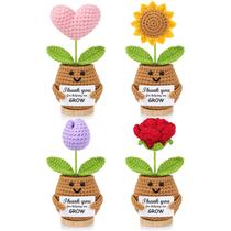 DOGMEM Conjunto de 4 Presentes Artesanais de Flores em Crochê para Professora DOGMEM Conjunto de 4 Presentes Artesanais de Flores em Crochê para Professora