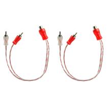 Dois Cabo Y Rca Automotivo Banhado Ouro Tech One 2 Machos 1 Fêmea Blindado Vermelho e Transparente Dois Cabo Y Rca Automotivo Banhado Ouro Tech One 2 Machos 1 Fêmea Blindado Vermelho e Transparente