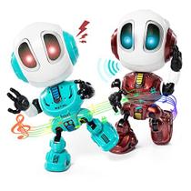 Dois gêmeos recarregáveis que falam de robôs brinquedos para crianças - Robô de Metal com Olhos de Led sensíveis ao som e toque, brinquedos educativos interativos para 3 4 5 meninos de 7 anos, aniversário de meninas