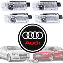 Dois Pares Luz Led Cortesia Audi A3 A4 Q3 A1 Q5 A5 Lâmpada Porta Dianteira e Traseira Projetor Logo Marca Completo Acessórios Premium