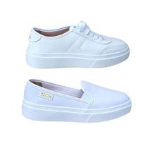 Dois pares tênis branco casual social slip on hospital farmacia