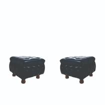 Dois Puffs Decorativo Chesterfield Quadrado - Preto