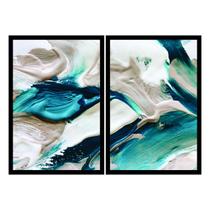 Dois Quadros Decorativos Branco e Azul 90x60 Sala Quarto Dois Quadros Decorativos Branco e Azul 90x60 Sala Quarto