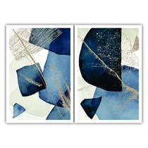 Dois Quadros Decorativos com Moldura de Madeira 90x60 cada Abstrato Azul Grande Sala Quarto Escritório Dois Quadros Decorativos com Moldura de Madeira 90x60 cada Abstrato Azul Grande Sala Quarto Escritório