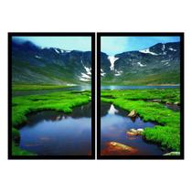 Dois Quadros Decorativos Rio Montanha Neve 90x60 Sala Quarto Dois Quadros Decorativos Rio Montanha Neve 90x60 Sala Quarto