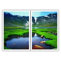 Dois Quadros Decorativos Rio Montanha Neve 90x60 Sala Quarto Dois Quadros Decorativos Rio Montanha Neve 90x60 Sala Quarto