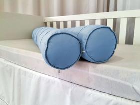 Dois Rolos Protetor Lateral 1,15m Para Cama De Solteiro - Azul - Baby Mel